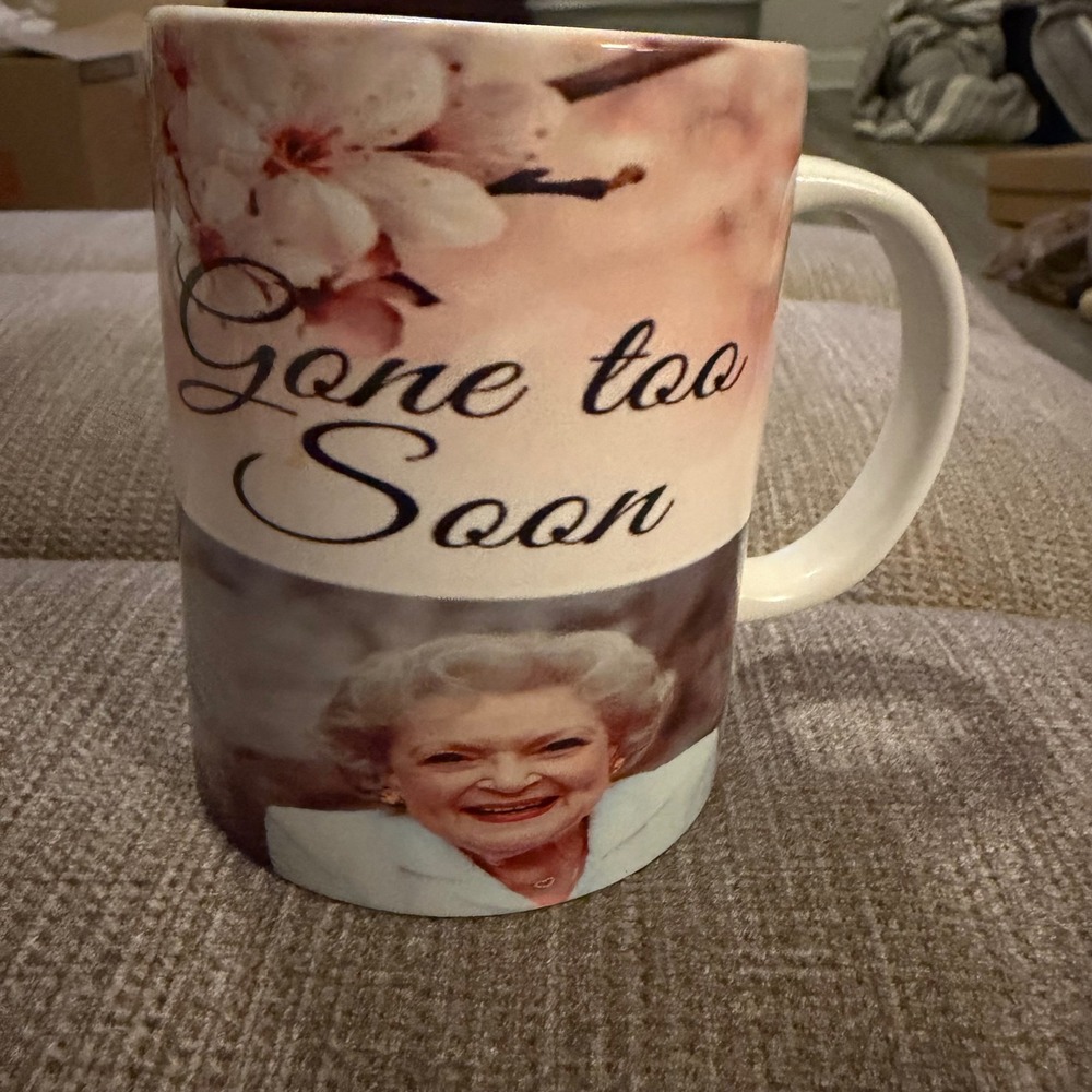 Betty White Gone Too Soon Tribute Coffee Mug 15oz Ceramic Golden Girls Collage